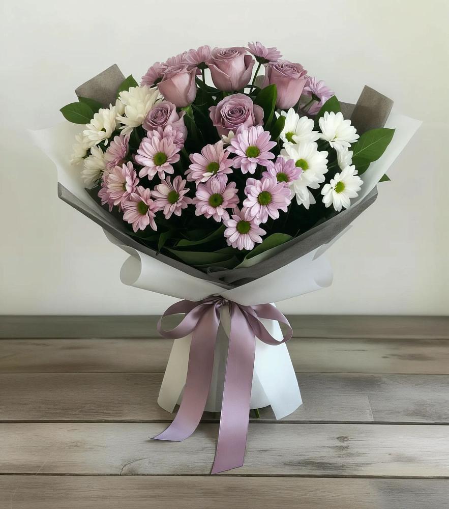 Букет цветов из: Хризантемы и Розы в Пивоварихе