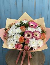 Букет цветов из:  Розы, Герберы и Хризантемы #REPLACE_PRED# Пивоварихе