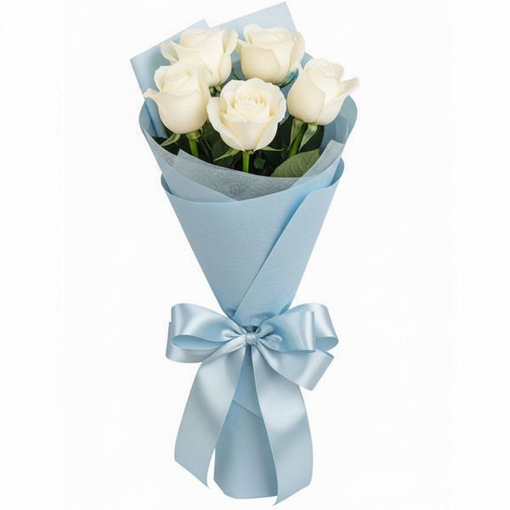 Букет 5 Белых роз Проуд в Пивоварихе