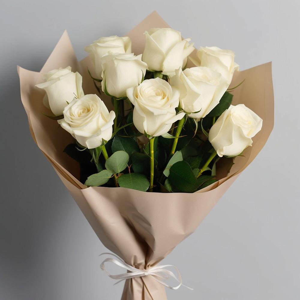 Букет 9 Белых роз Эдлесс Лав в Пивоварихе