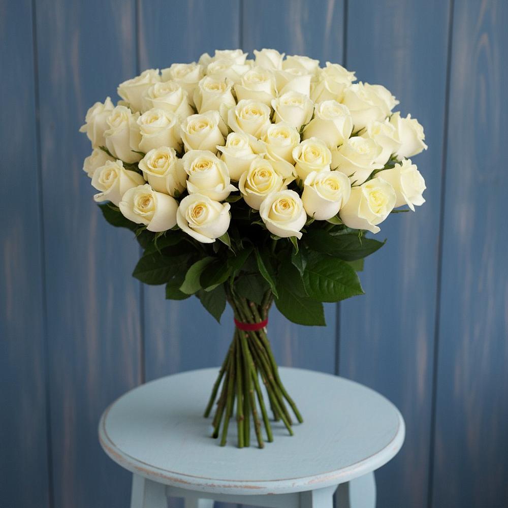 Букет 51 Белая роза Эдлесс Лав в Пивоварихе