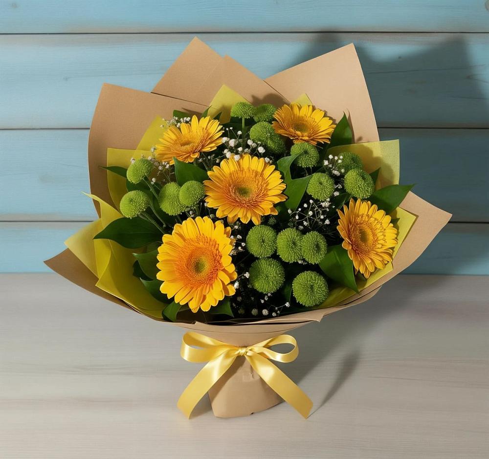 Букет цветов из: Герберы и Хризантемы в Пивоварихе