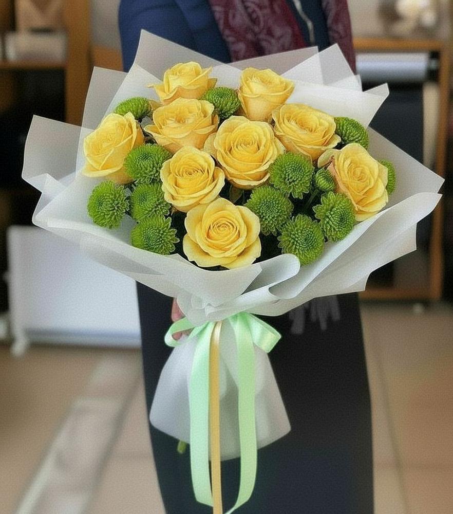 Букет цветов из: Хризантемы и Розы в Пивоварихе