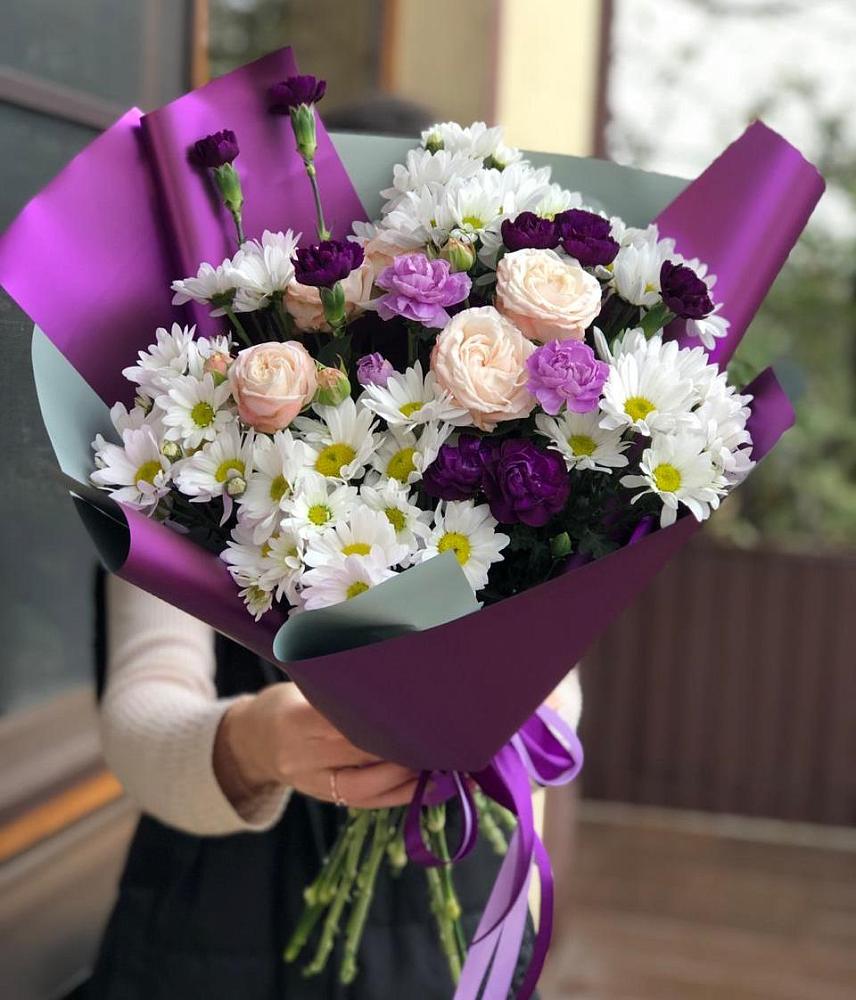 Букет цветов из: Хризантемы, Гвоздики и Розы в Пивоварихе