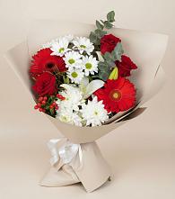 Букет цветов из:  Розы, Хризантемы, Герберы и Лилии в Пивоварихе