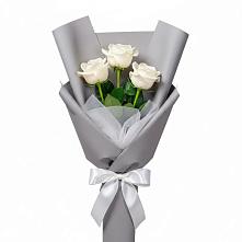 Букет 3 белые розы в Пивоварихе