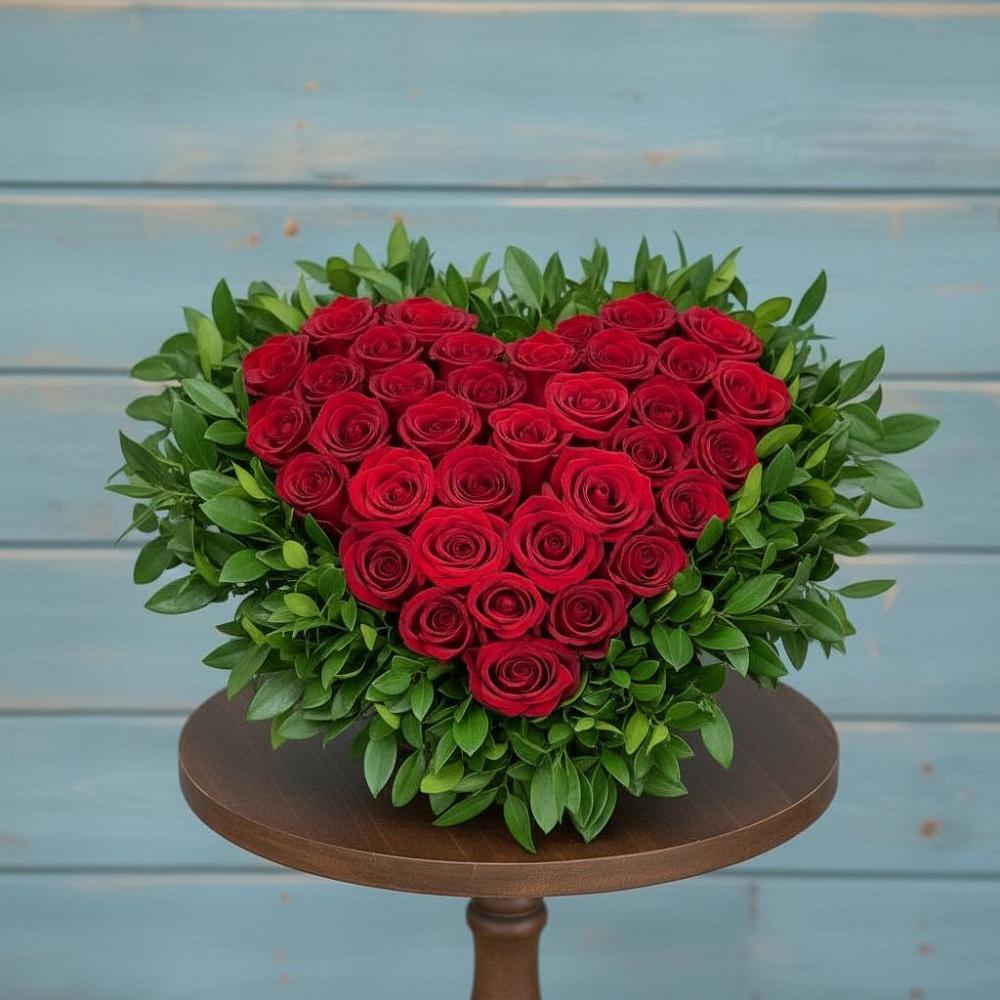 Цветочная композиция из Розы в виде сердца в Пивоварихе