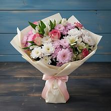 Букет цветов из:  Хризантемы, Альстромерии и Розы в Пивоварихе