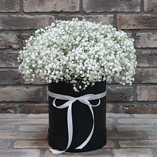 Цветочная композиция из Гипсофила в шляпной коробке в Пивоварихе