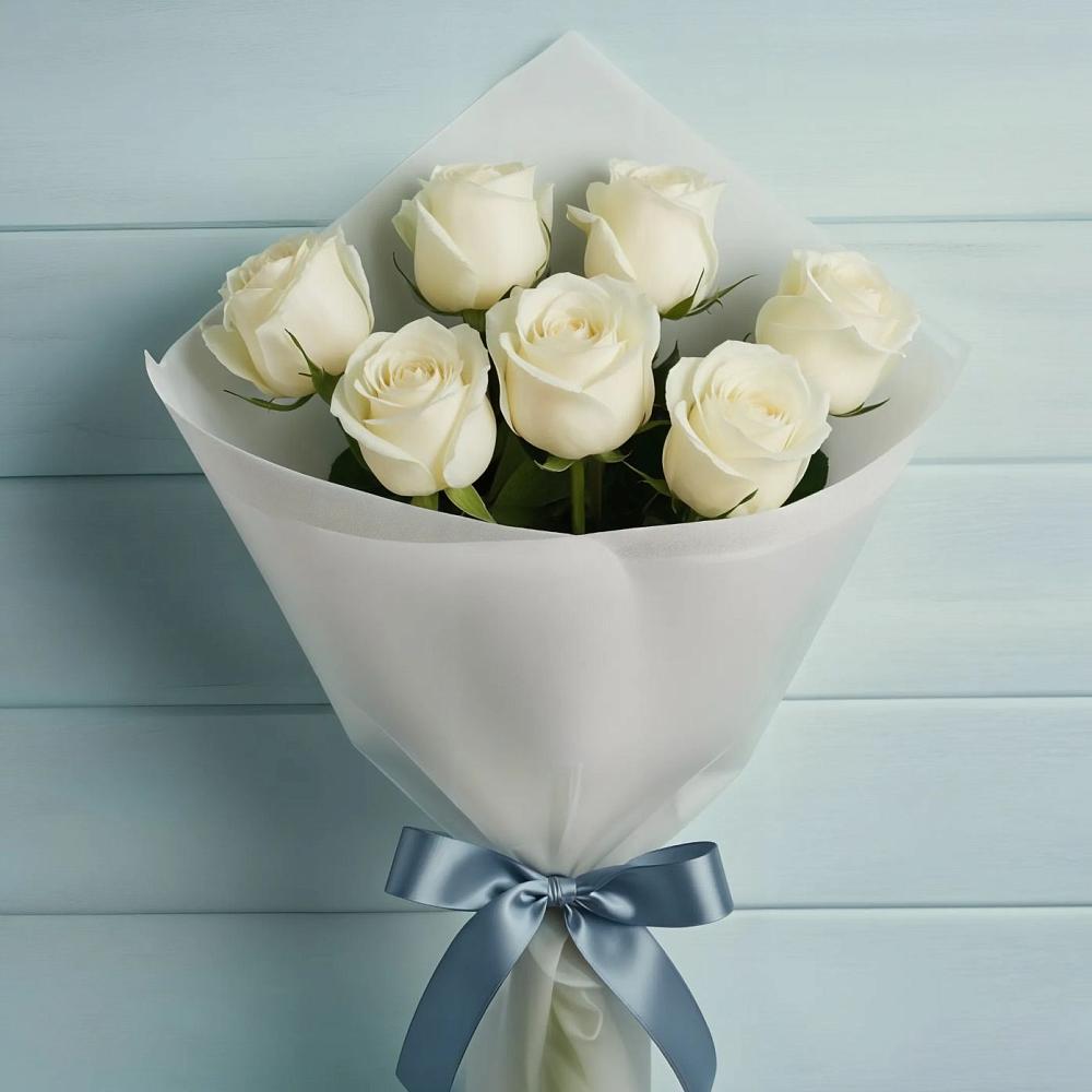 Букет 7 Белых роз Эдлесс Лав в Пивоварихе