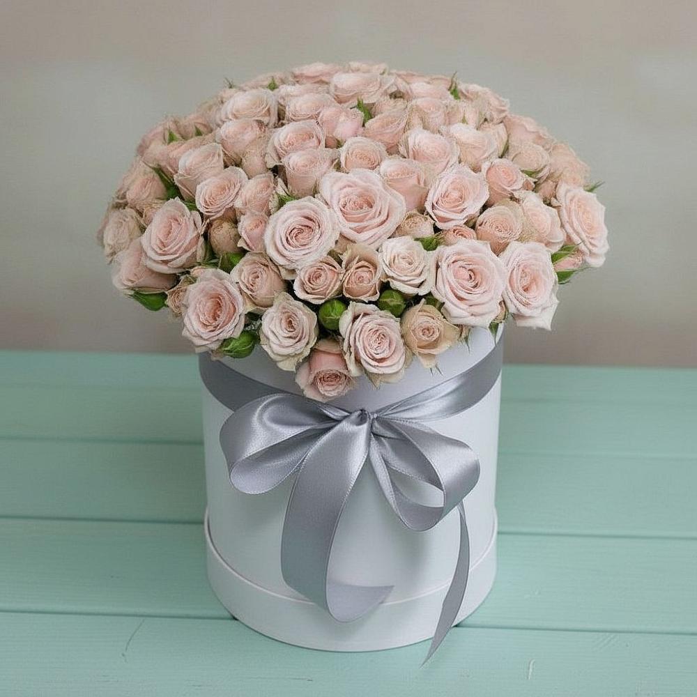 Цветочная композиция из Розы в шляпной коробке в Пивоварихе